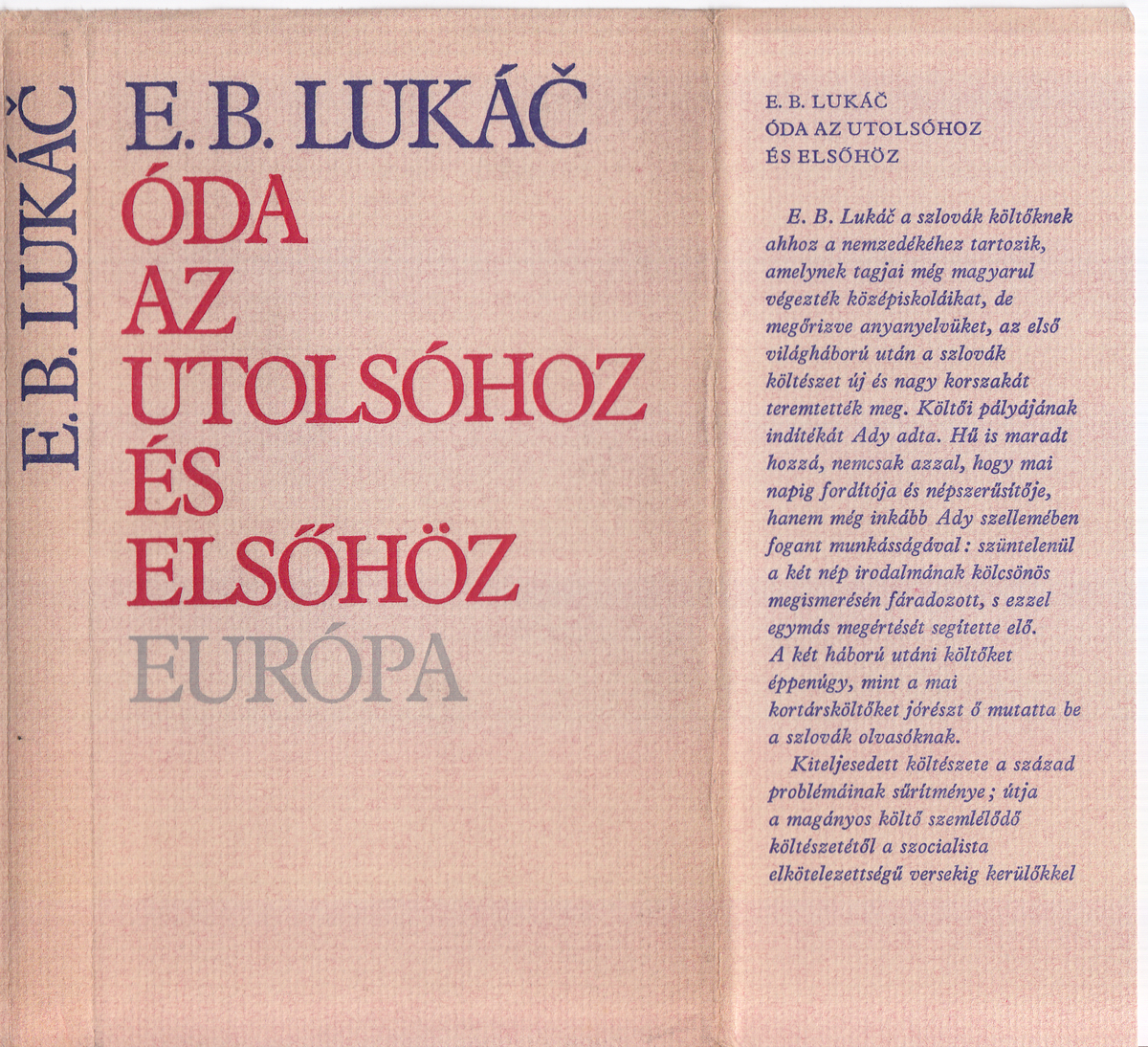 Lukáč, Emil Boleslav: Óda az utolsóhoz és elsőhöz, Emil Boleslav Lukáč versei | Library OPAC