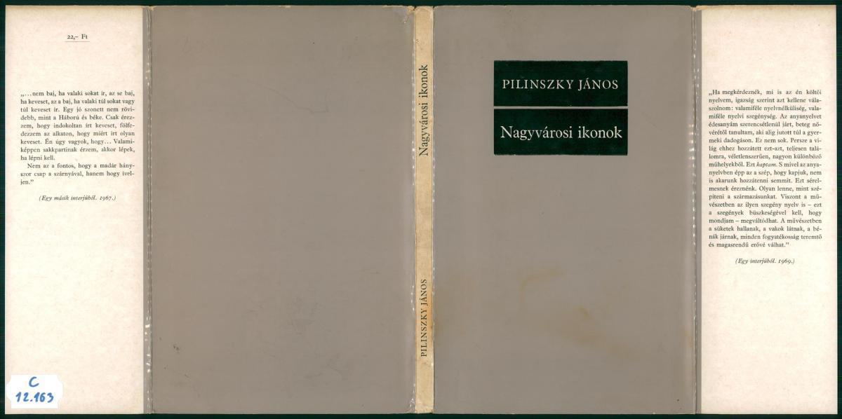 Pilinszky János: Nagyvárosi ikonok, összegyűjtött versek 1940-1970, Pilinszky János ; (szerzőportré Kondor Béla) | PLM Collection