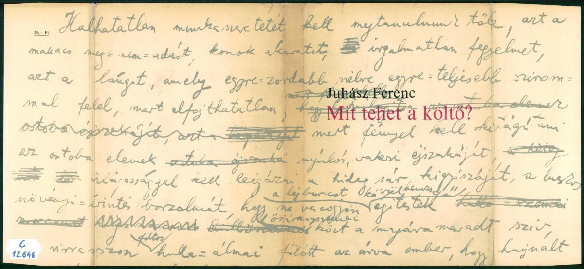 Juhász Ferenc: Mit tehet a költő?, Juhász Ferenc | Library OPAC