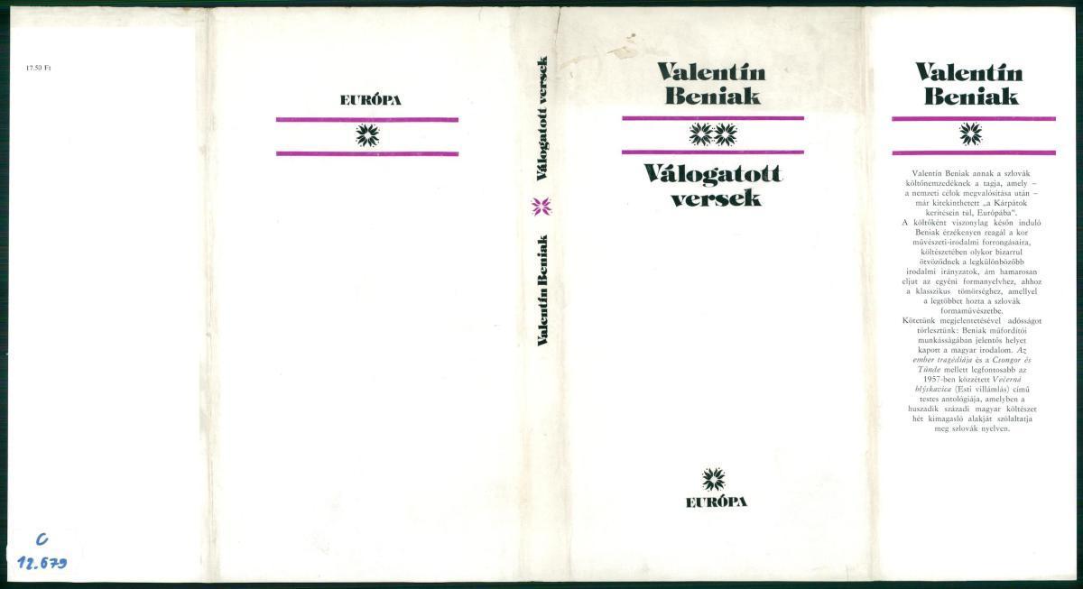 Beniak, Valentin: Válogatott versek, Valentin Beniak | Library OPAC