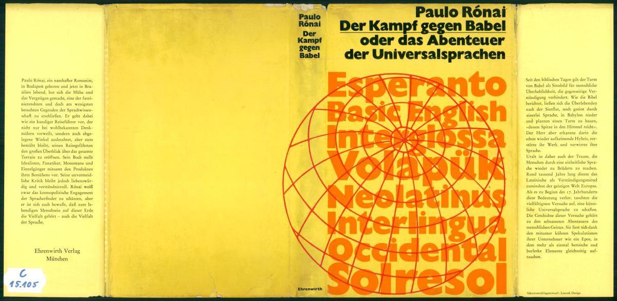 Rónay Pál: Der Kampf gegen Babel oder Das Abenteuer der Universalsprachen, Paulo Rónay | PLM Collection