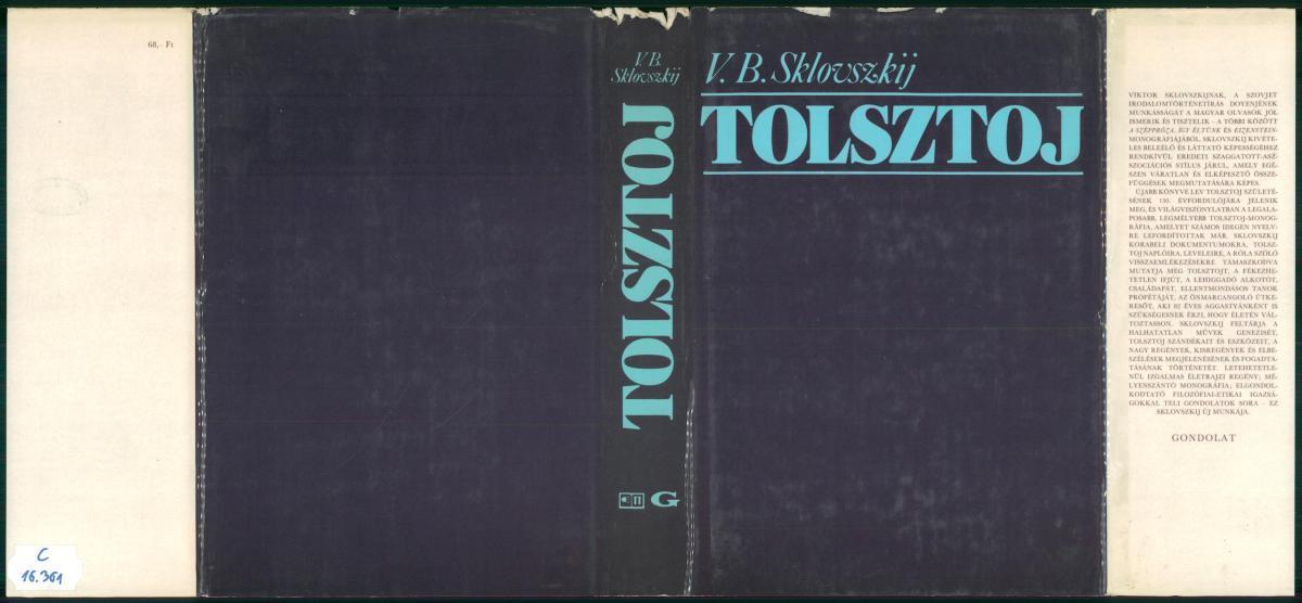 Sklovszkij, Viktor Boriszovics: Tolsztoj, Viktor Sklovszkij ; (ford. Soproni András) | PLM Collection