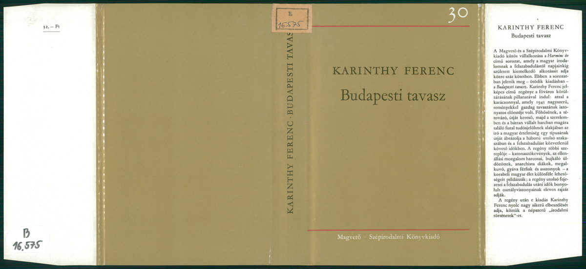 Karinthy Ferenc: Budapesti tavasz, regény, Karinthy Ferenc | PIM Gyűjtemények
