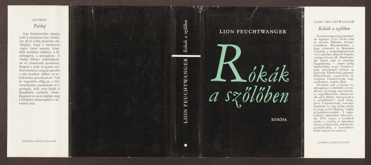 Feuchtwanger, Lion: Rókák a szőlőben, 1-2. kötet, Lion Feuchtwanger ; (ford. Déry Tibor) | PIM Gyűjtemények