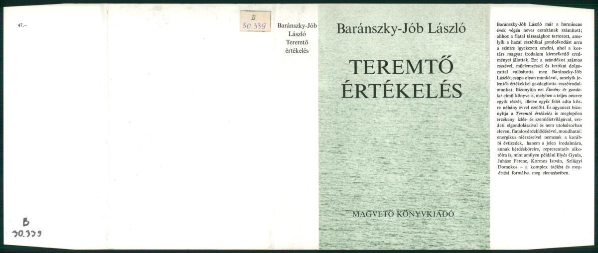 Baránszky-Jób László: Teremtő értékelés, Baránszky-Jób László | Library OPAC