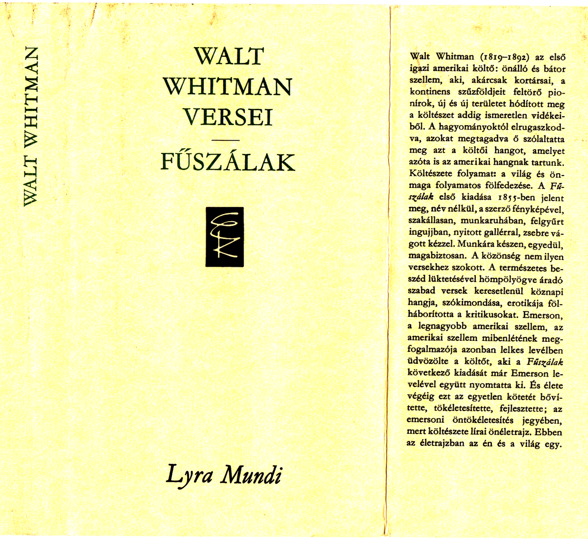 Whitman, Walt: Fűszálak, Walt Whittman versei, vál. Ferencz Győző ; ford. [többen] | PIM Gyűjtemények