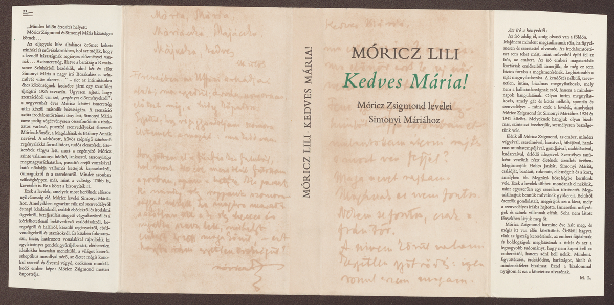 Móricz Lili: Kedves Mária!, Móricz Zsigmond levelei Simonyi Máriához, Móricz Lili | PIM Gyűjtemények